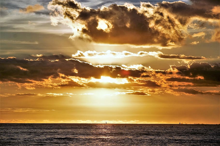 honolulu, oahu, sunset, ocean, water, paradise, waikiki, pacific HD wallpaper