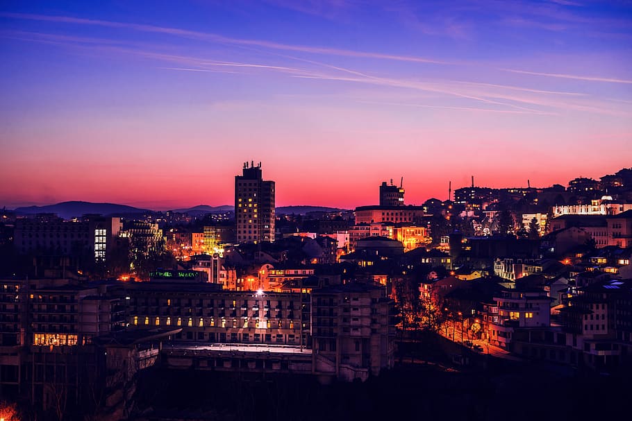 city lights during nighttime, nature, outdoors, town, metropolis HD wallpaper