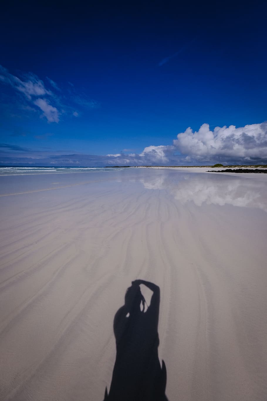 Seashore, beach, outdoors, sand, shadow, sky, land, scenics - nature HD wallpaper