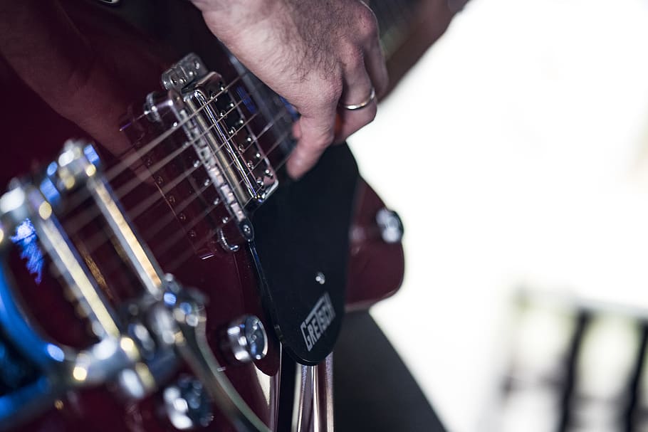 person using electric guitar, music, leisure activities, musical instrument HD wallpaper