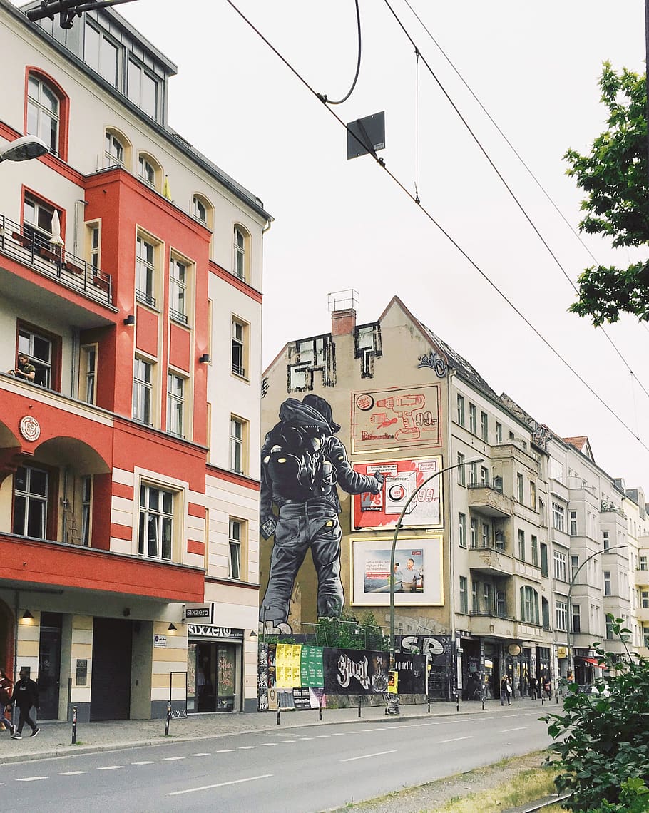 berlin, germany, b96a 60, mural, streetart, building exterior HD wallpaper