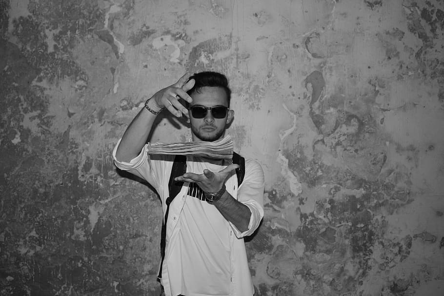 blackandwhite, magic, book, glass, one person, fashion, sunglasses HD wallpaper