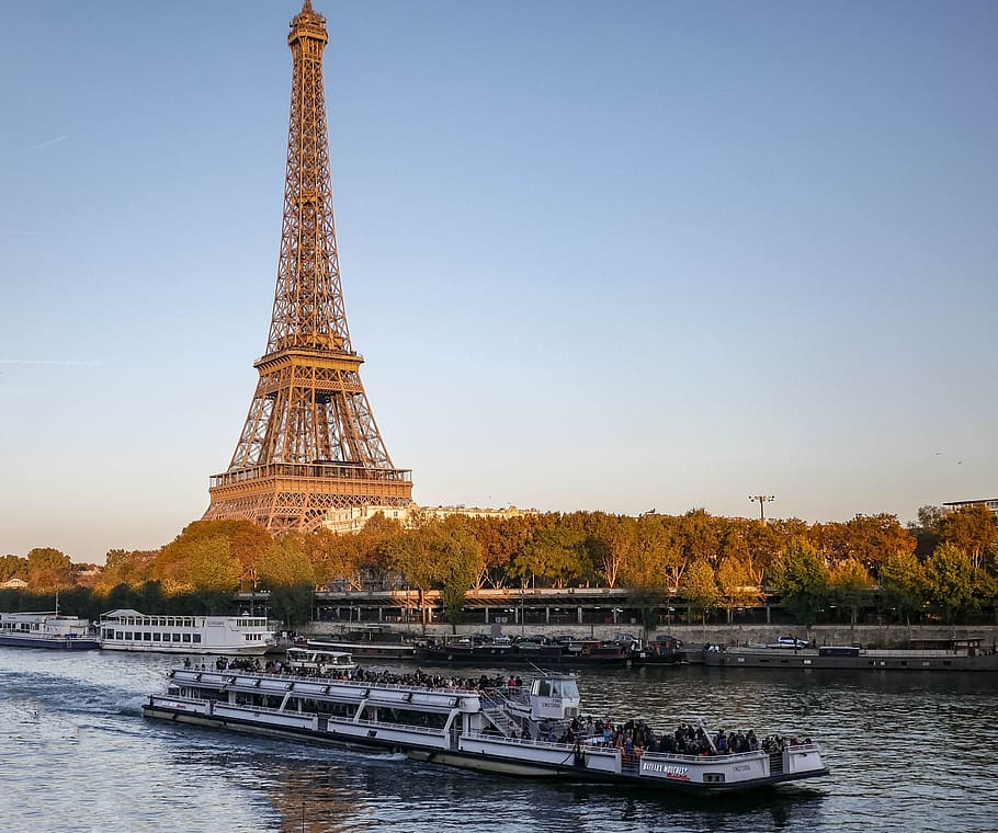 paris, peniche, seine, boat, city, tourism, built structure, HD wallpaper
