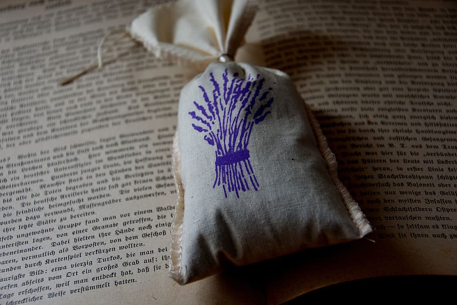 fragrant, bag, lavender, old, book, text, publication, western script HD wallpaper