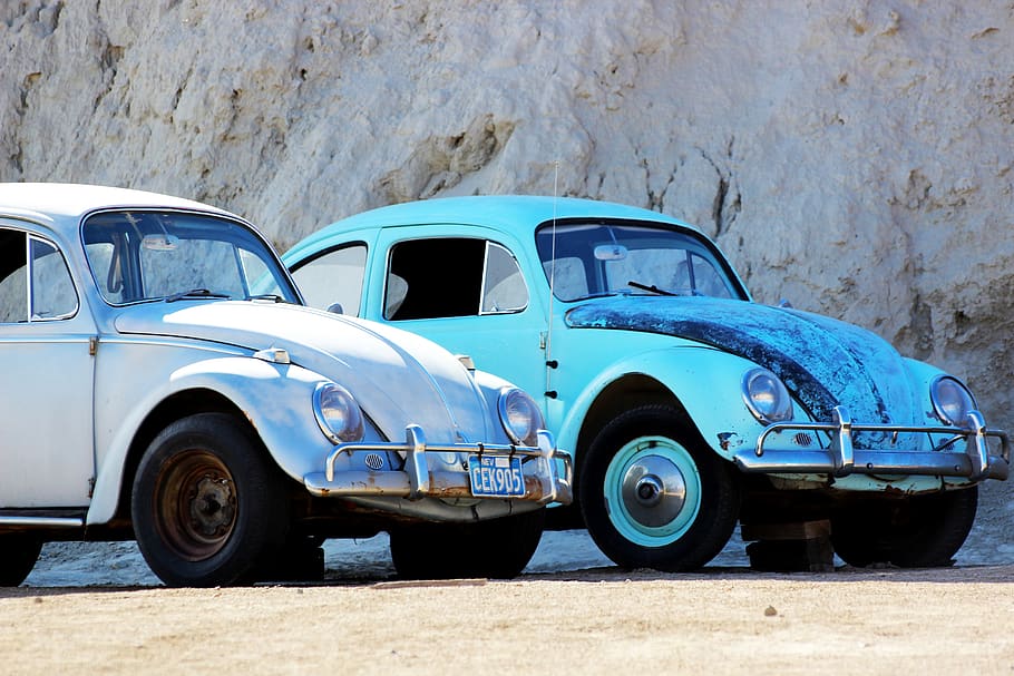 car, vw, volkswagen, bug, beatle, license plate, desert, transportation HD wallpaper
