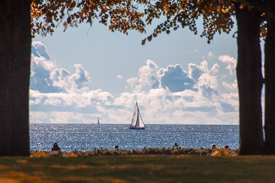 sky, nautical vessel, water, sea, transportation, sailboat HD wallpaper
