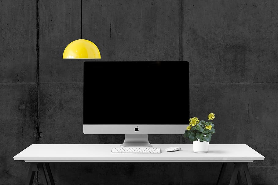laptop, interior, desk, computer, notebook, technology, communication HD wallpaper