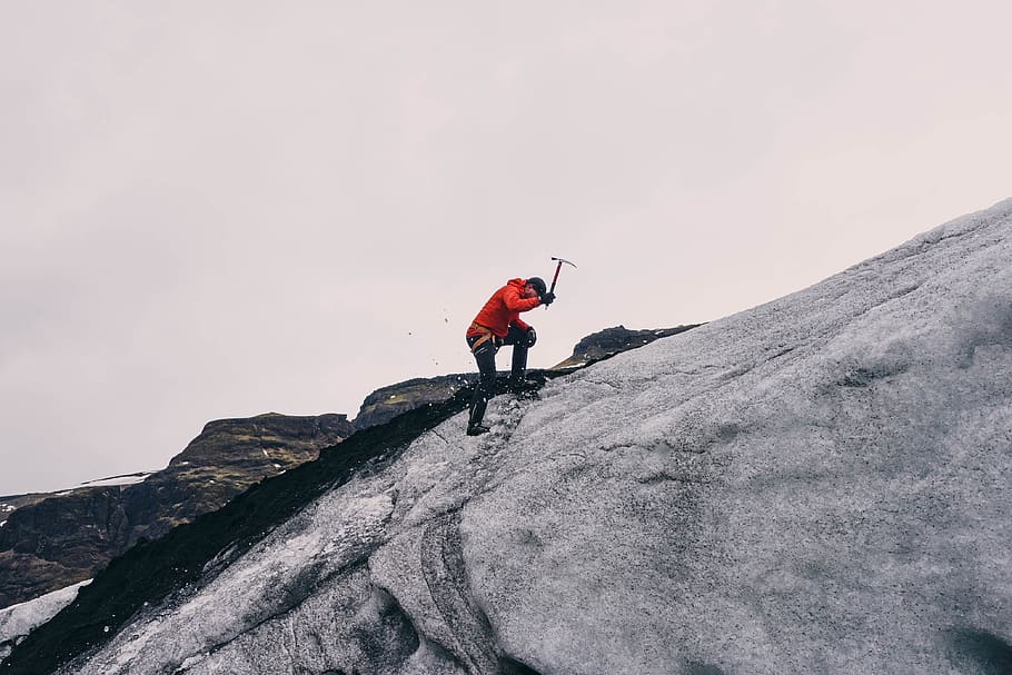 mountain, climber, pickaxe, people, leisure activity, one person HD wallpaper