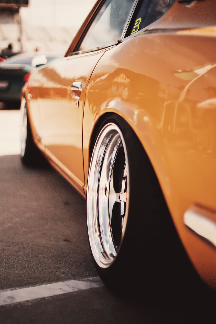 orange coupe, transportation, mode of transportation, car, motor vehicle HD wallpaper