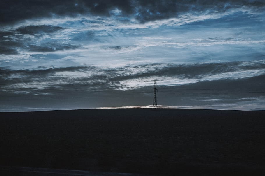 gray tower under blue sky, cloudy, wallpaper, electric, field HD wallpaper