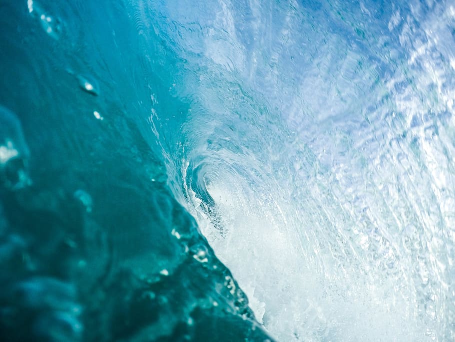 time-lapse photography of clear blue water, wave, splash, ocean HD wallpaper