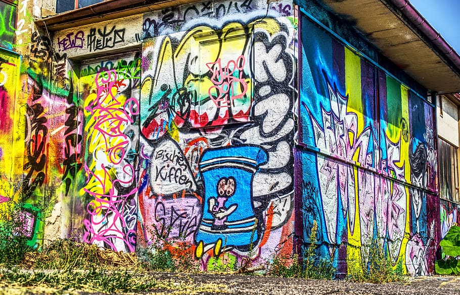 graffiti, wall, art, creativity, facade paint, sprayer, colorful, HD wallpaper