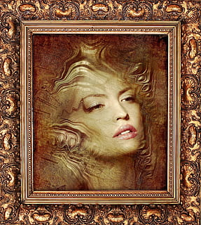 picture, frame, art, gilding, museum, baguette, woman, abstract HD wallpaper