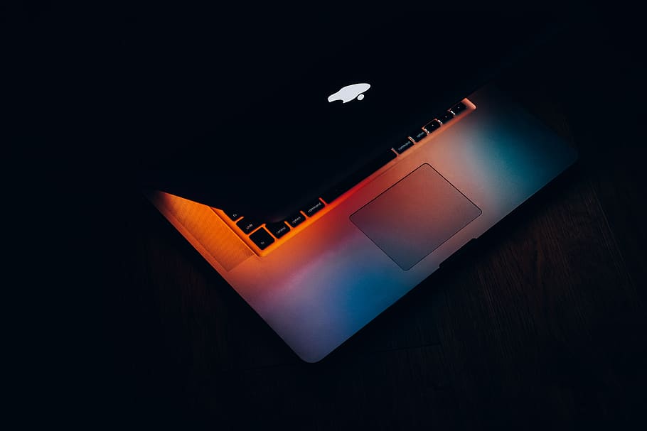 MacBook half close, wireless technology, communication, connection HD wallpaper