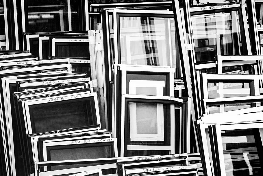 Monochrome Photography of Frames, art, black-and-white, design HD wallpaper