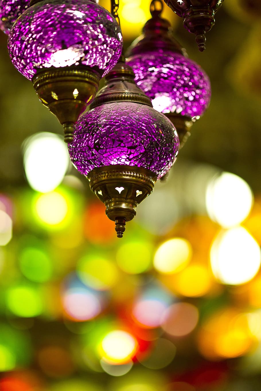 Shallow Depth of Field Photography of Three Hanging Decorations HD wallpaper