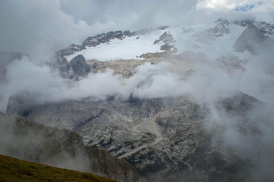 clouds, mountains, dolomites, mountain landscape, nature, beautiful HD wallpaper