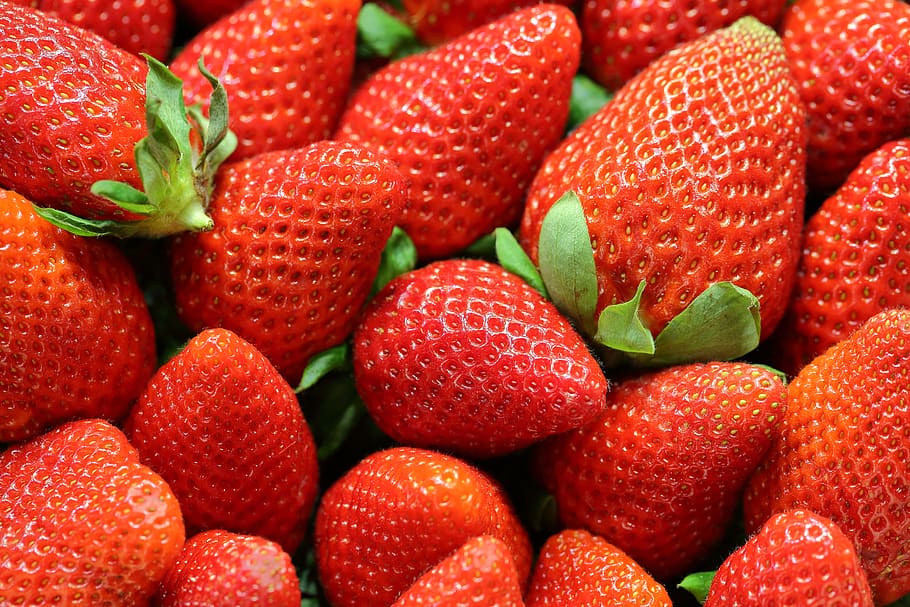 strawberry lot, red, berry fruit, full frame, healthy eating HD wallpaper
