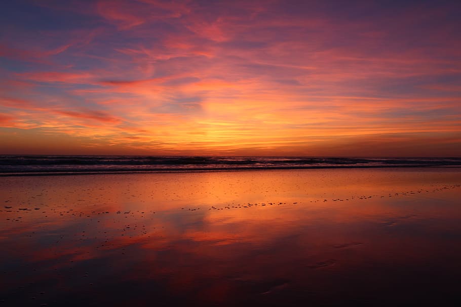 beach, sunset, abendstimmung, beach sunset, evening, sea, farbenpracht HD wallpaper