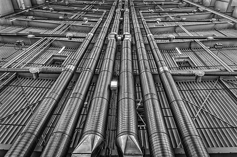 pipes, lines, ventilation, heating, metal, energy, industry HD wallpaper