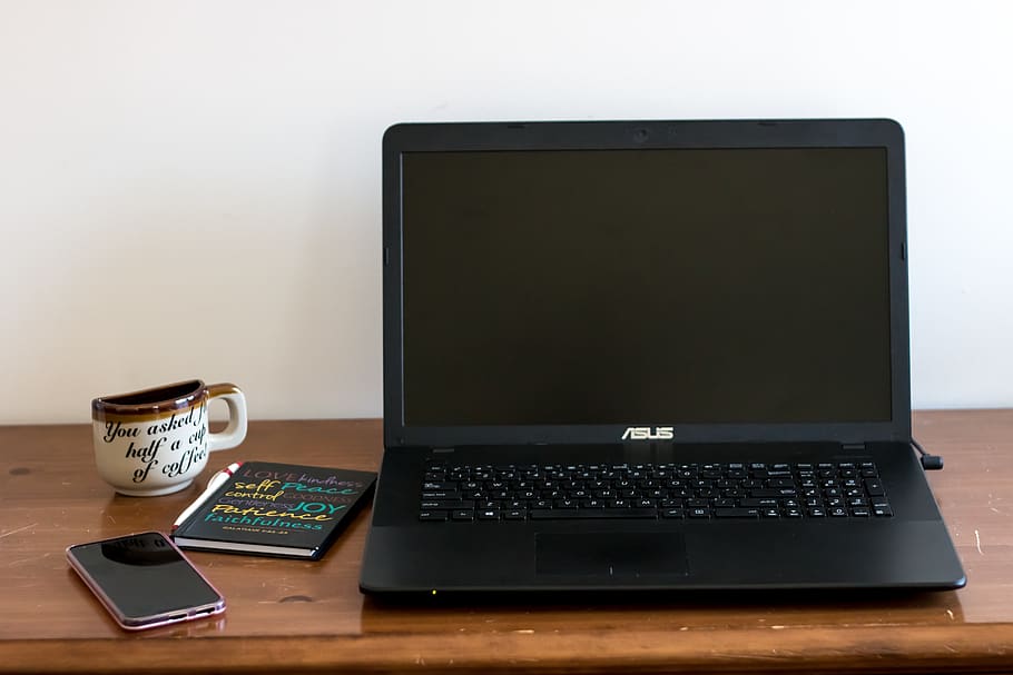computer, desk, work, coffee, laptop, android, technology, table HD wallpaper