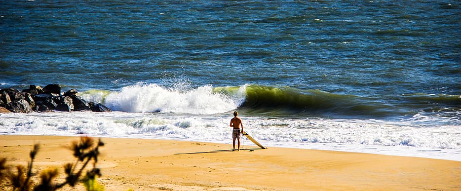 surf, waves, ocean, beach, sea, water, motion, one person, real people HD wallpaper