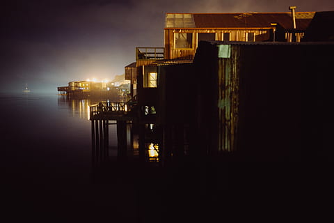 chiloe, castro, chile, architecture, pacific, night.longexposure HD wallpaper