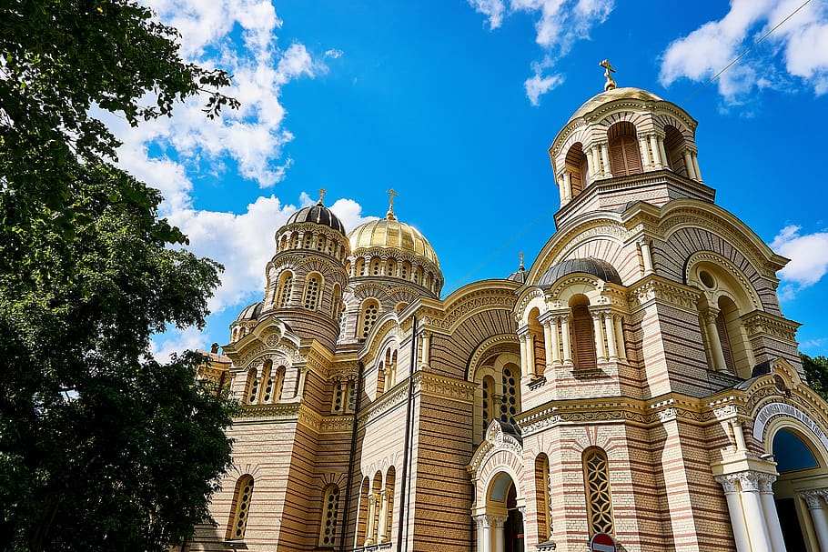 Yellow Wall Paint Cathedral, ancient, architecture, building HD wallpaper