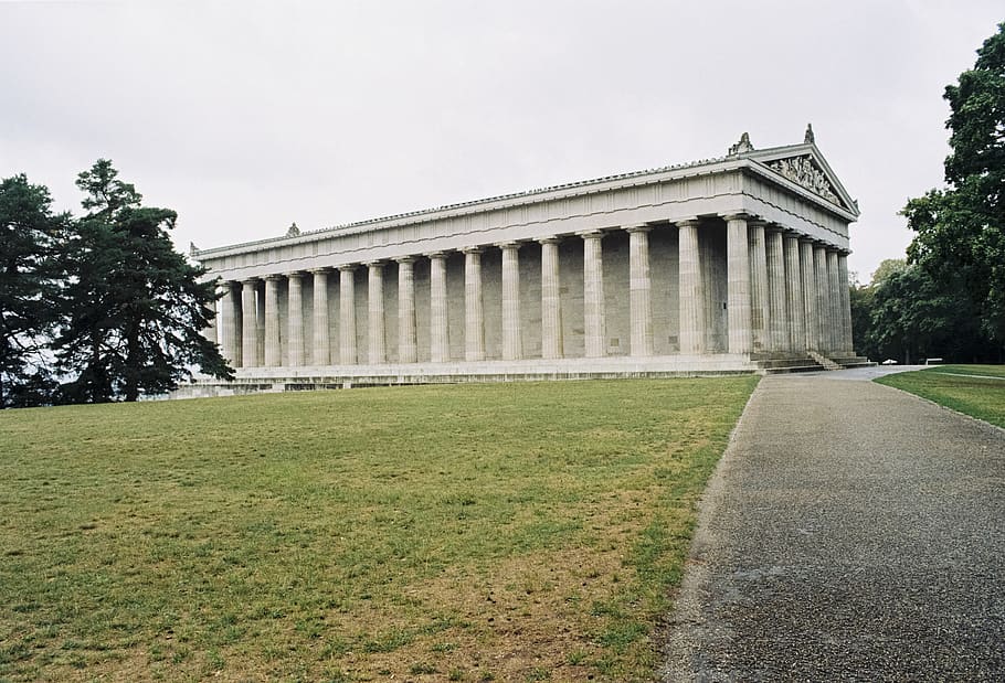 gray concrete building, architecture, parthenon, column, shrine HD wallpaper
