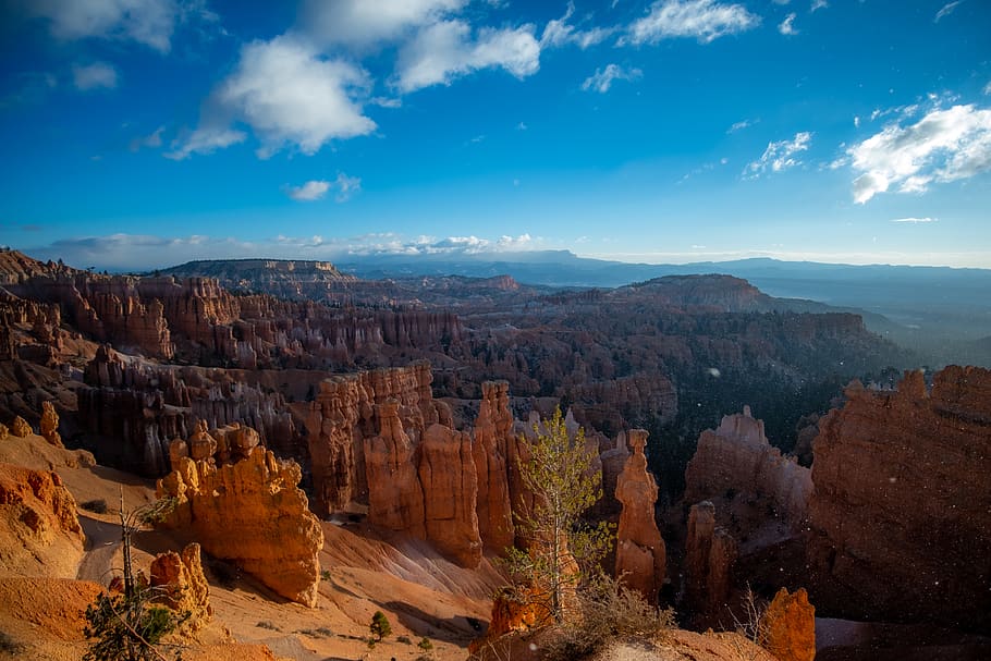 mountain peak, nature, outdoors, valley, canyon, painting, art HD wallpaper