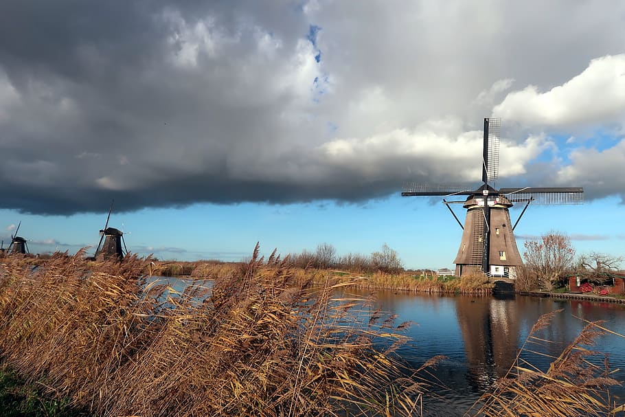 kinderdijk, mill, mills, netherlands, holland, tourism, windmill HD wallpaper