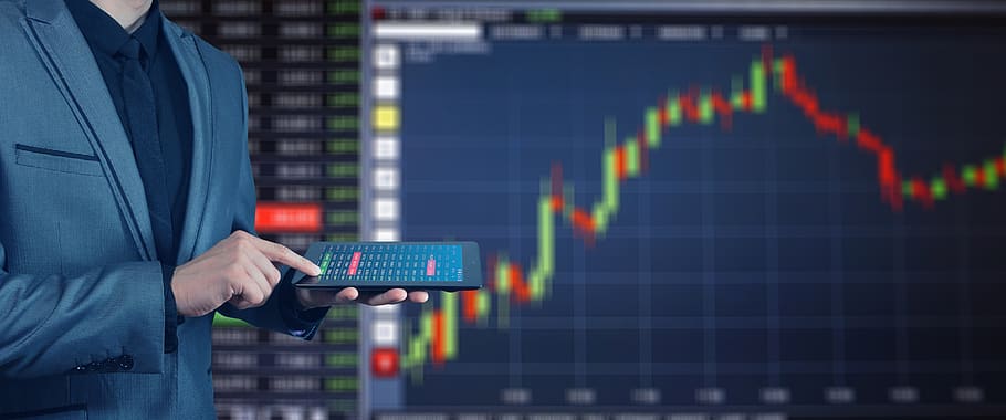 stock exchange, profits, boom, businessman, tablet, computer, HD wallpaper