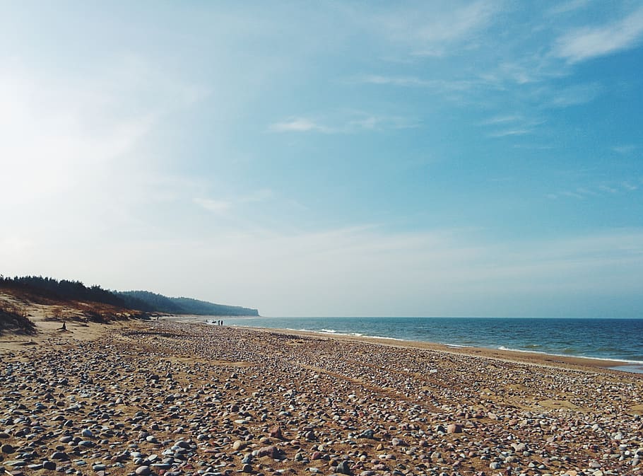 sea, water, beach, sky, scenics - nature, tranquil scene, land HD wallpaper