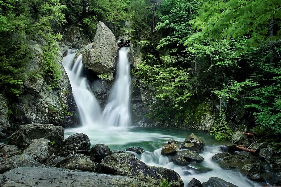 waterfall, stream, nature, river, cascade, bish bash falls, HD wallpaper