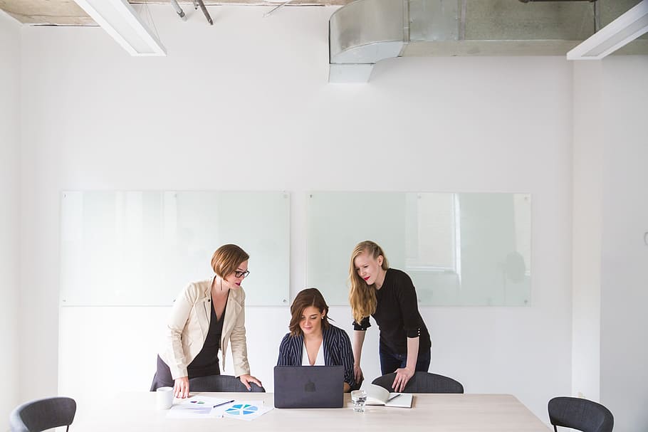 Three Women In Office Photo, Business, Friends, Meetings, Presentation
