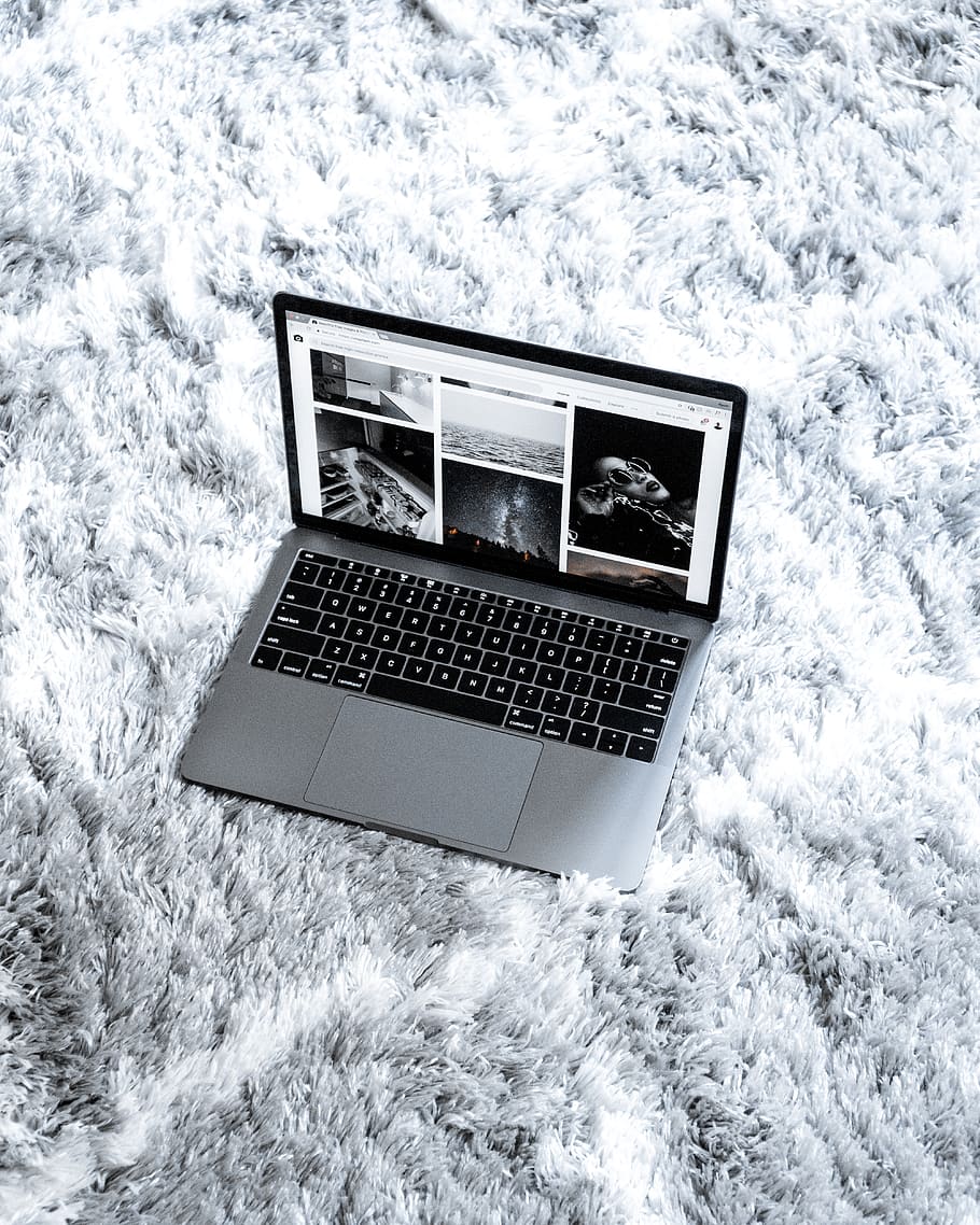 computer, laptop, macbook, apple, monochrome, minimalism, minimalist, HD wallpaper