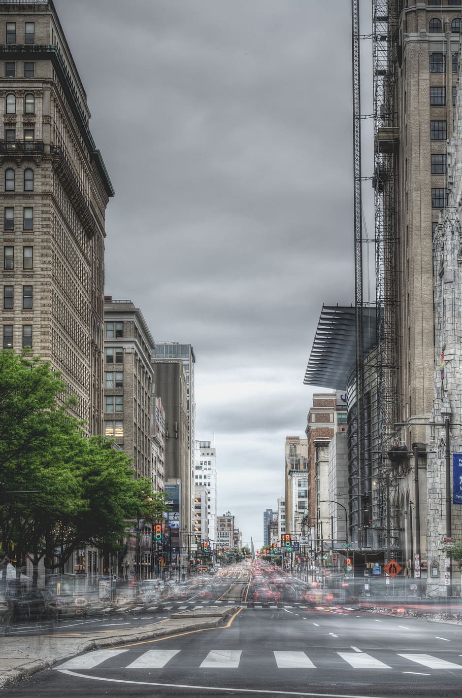 gray buildings, city, street, window, office, skyscraper, avenue HD wallpaper