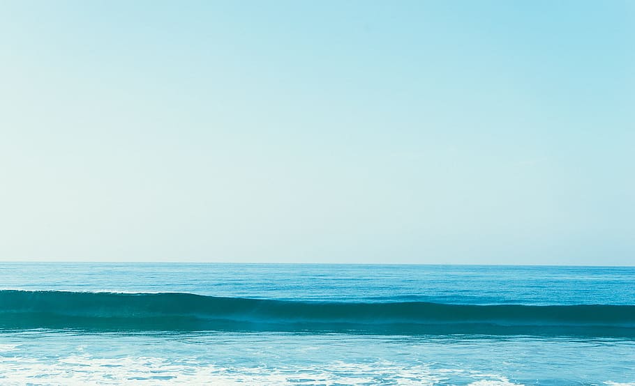 blue, sky, waves, water, ocean, sea, sunshine, summer, sunny HD wallpaper