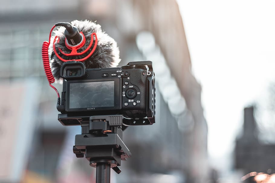 camera with microphone, electronics, photography, human, person HD wallpaper