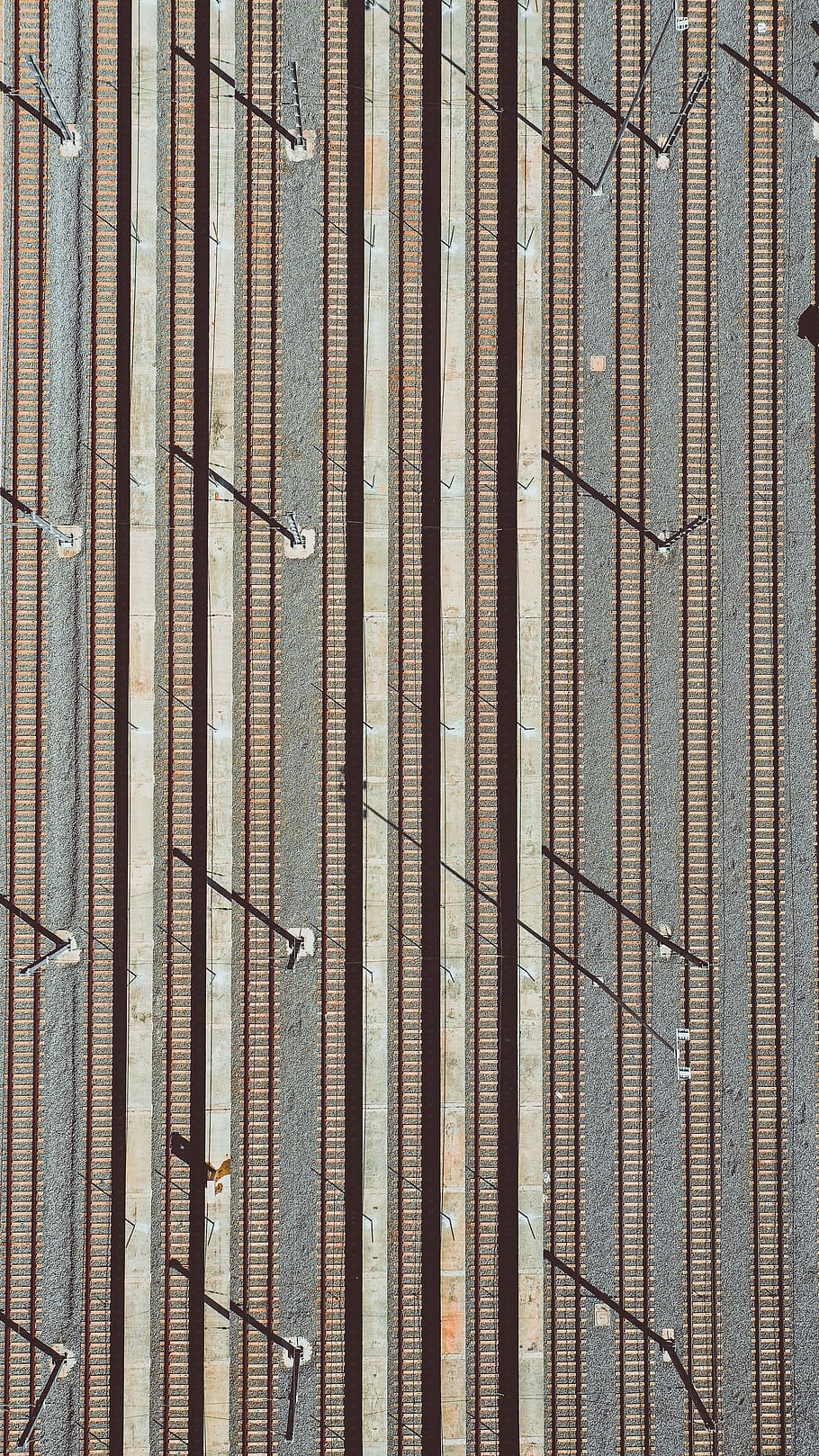 Gray and Brown Train Rails, aerial footage, aerial photography HD wallpaper