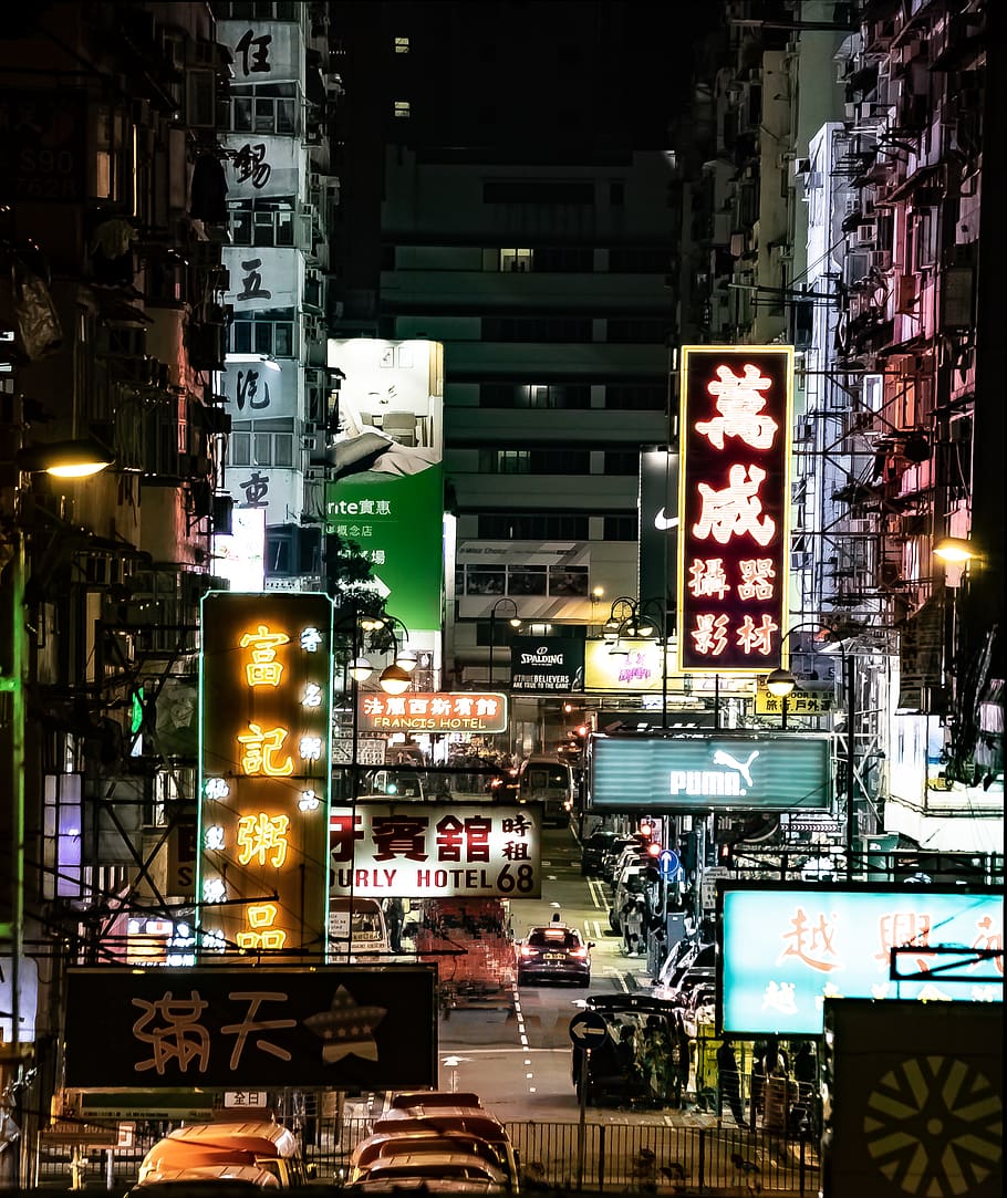 HD wallpaper: assorted-color kanji neon signages, city, building, town ...