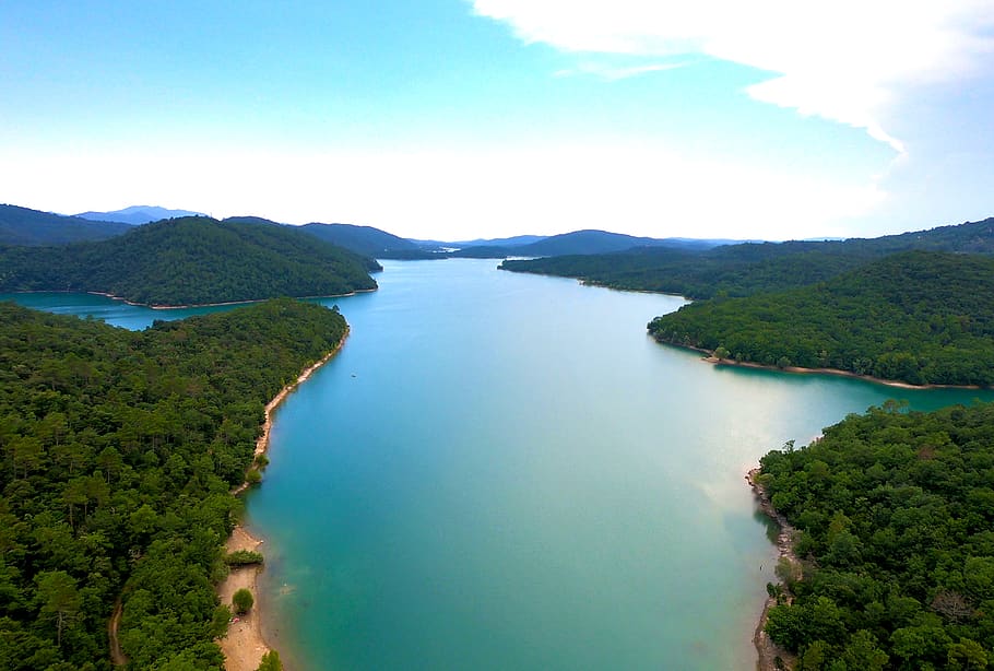 france, lac de saint-cassien, forest, blue, bleu, vert, lake, HD wallpaper