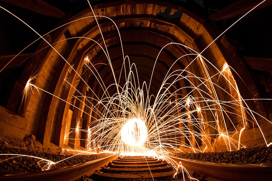 architecture, building, infrastructure, railway, track, sparkling HD wallpaper