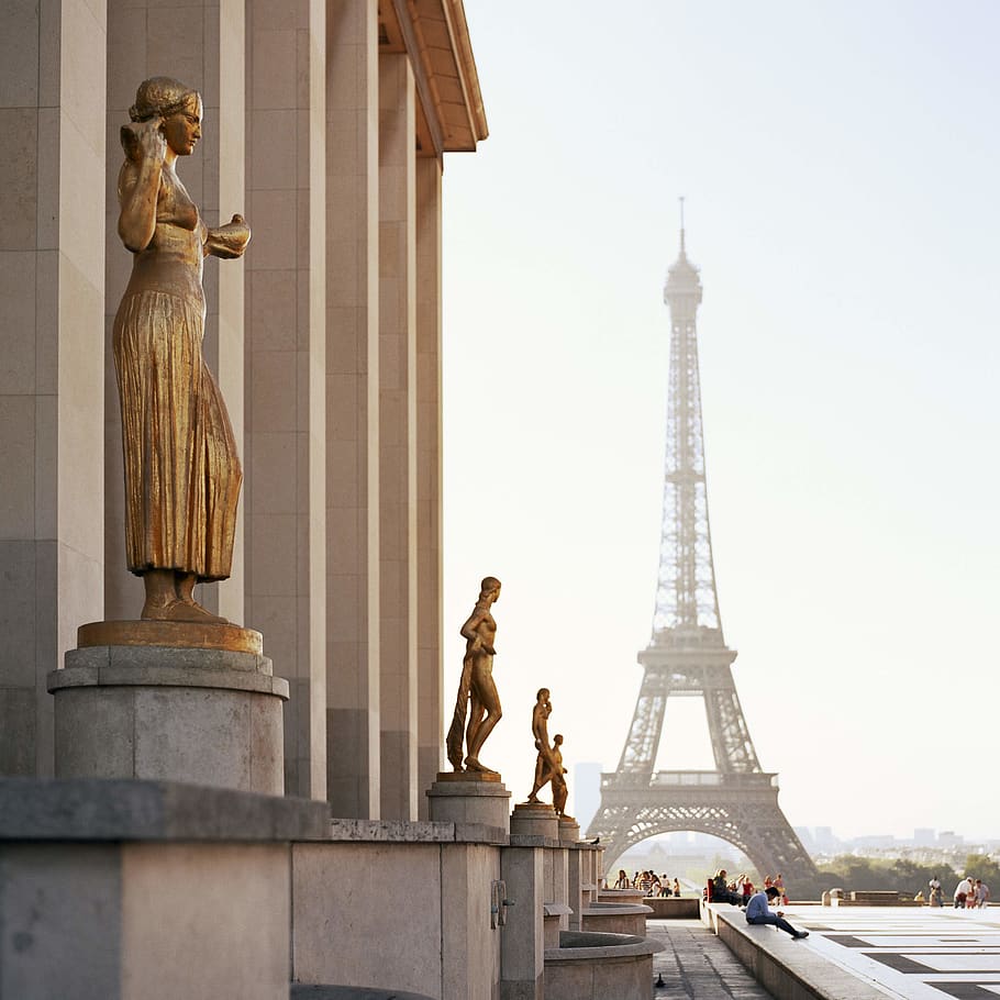 Eiffel Tower, building, monument, city, human, person, architecture HD wallpaper
