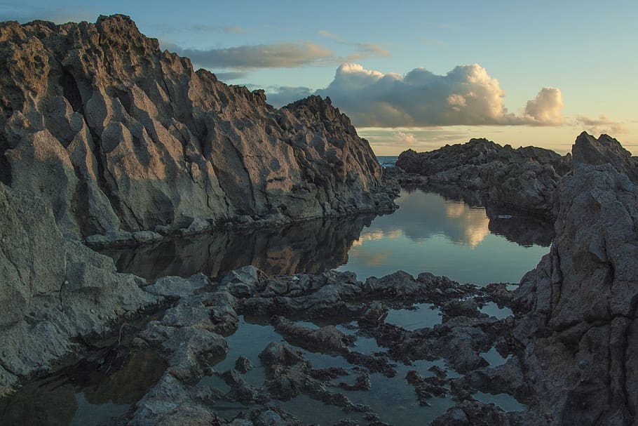 sunset, gower, wales, ocean, rock, rock - object, sky, rock formation HD wallpaper