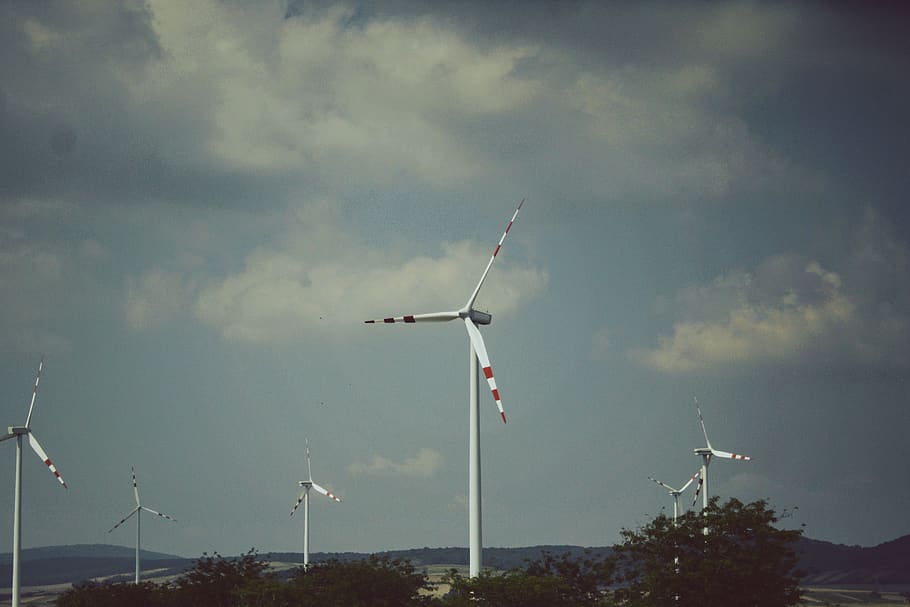 austria, sky, cloud - sky, turbine, wind power, wind turbine HD wallpaper