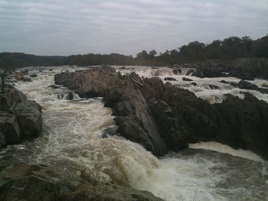 waterfall, great falls, virginia, scenics - nature, sky, beauty in nature HD wallpaper