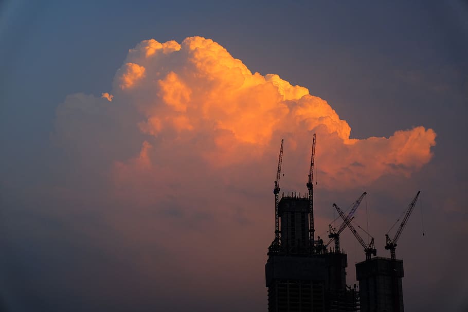 sunset, cloud, skyscraper, chinese, building exterior, industry HD wallpaper