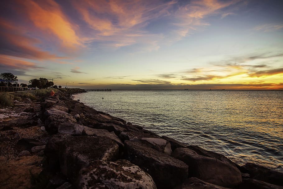 Scenic View of Ocean During Dawn, clouds, environment, horizon HD wallpaper