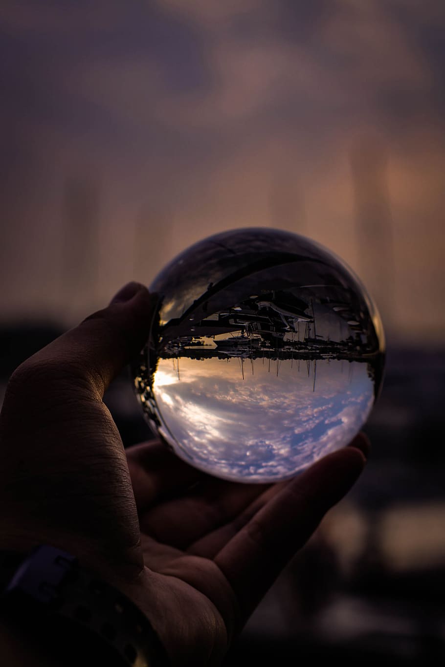 Person Holding Glass Ball, ball-shaped, blur, crystal, crystal ball
